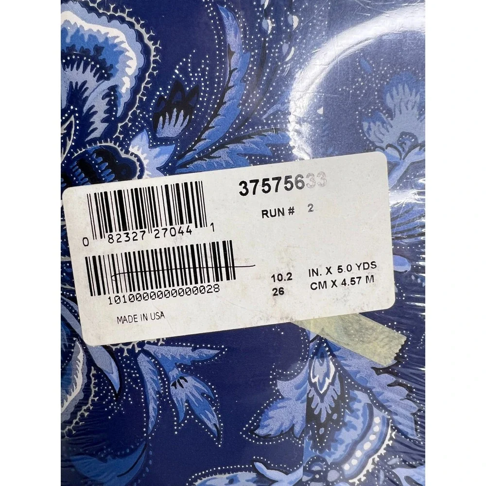 Waverly Decorative Wide Border Wallpaper 5 Yds Prepasted Floral Blue White Bold